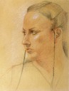 © 2010 Aron Hart, Portrait of Lauren, three color chalk on toned paper