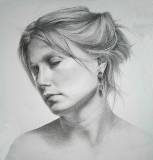 © 2010 Aron Hart, Pensive, Graphite on bristol, 14 x 17 inches.